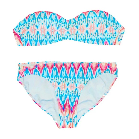 Op Swimwear Neon print strapless 2 piece bikini size juniors M (7-9) - Picture 6 of 16